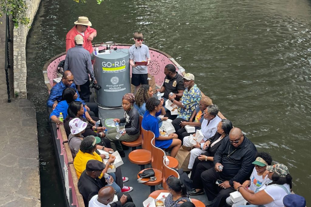 Guests of all ages take a ride on the San Antonio River to learn about the city’s Black History.