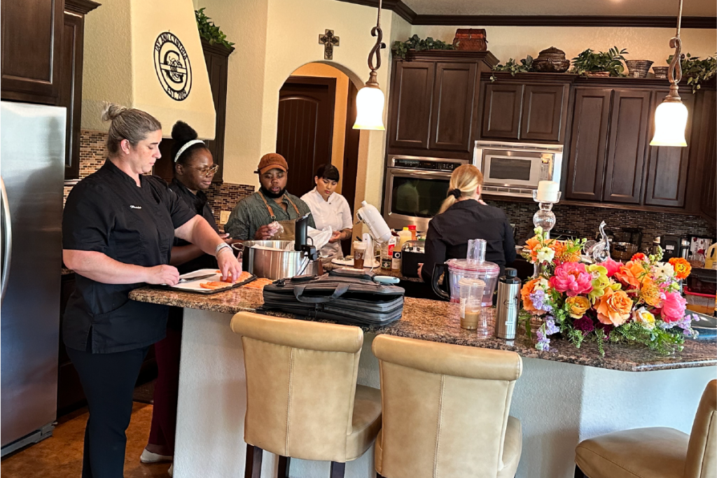 Chef Adesuwa leads a talented culinary team—including Chef Kaius—as they prepare an intimate private dinner for the Mayor of San Antonio, SAAACAM’s board president, and special guests.