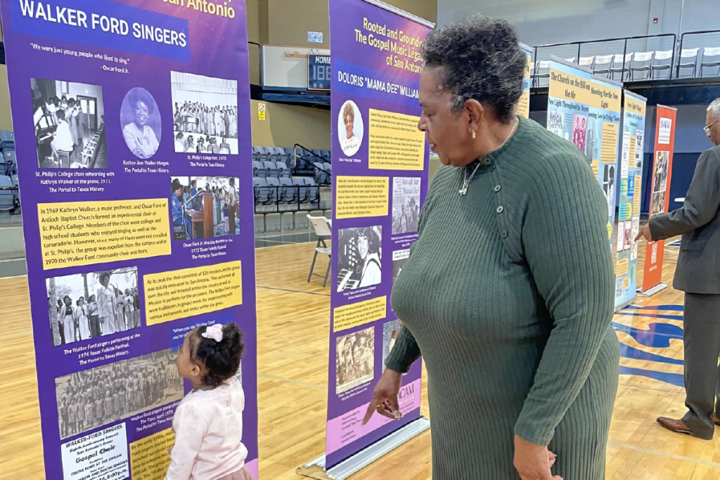 Community members engaged with the gospel music pop-up exhibit on display at the E. Thurman Walker Sports Complex,