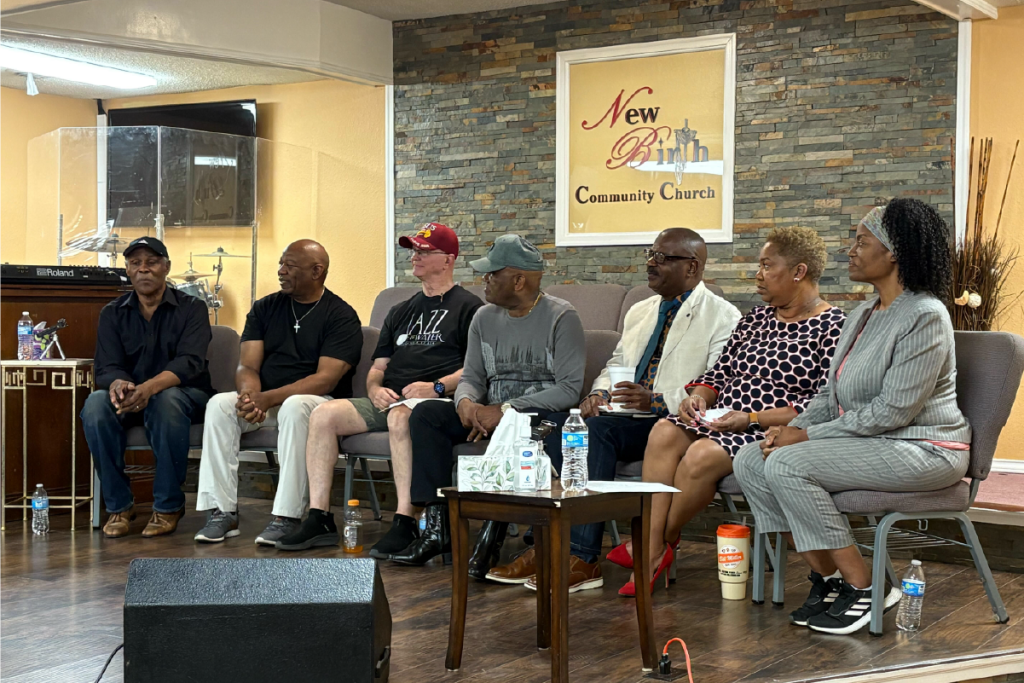 Radio announcers gather to share their stories about working at KCHL 1480 AM San Antonio’s Gospel Radio Station.