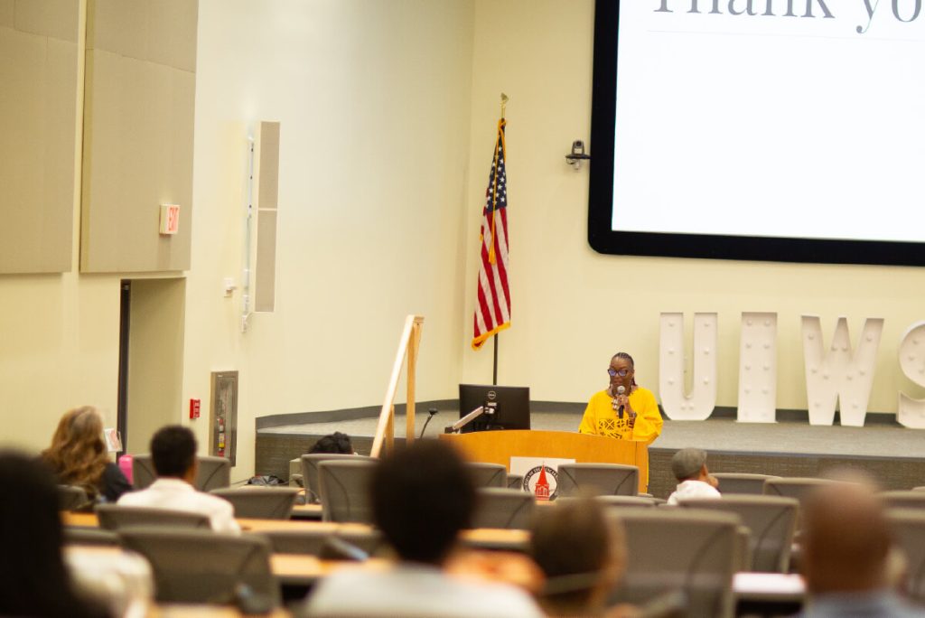 Deborah Omowale Jarmon sets the stage for the all day design charette.