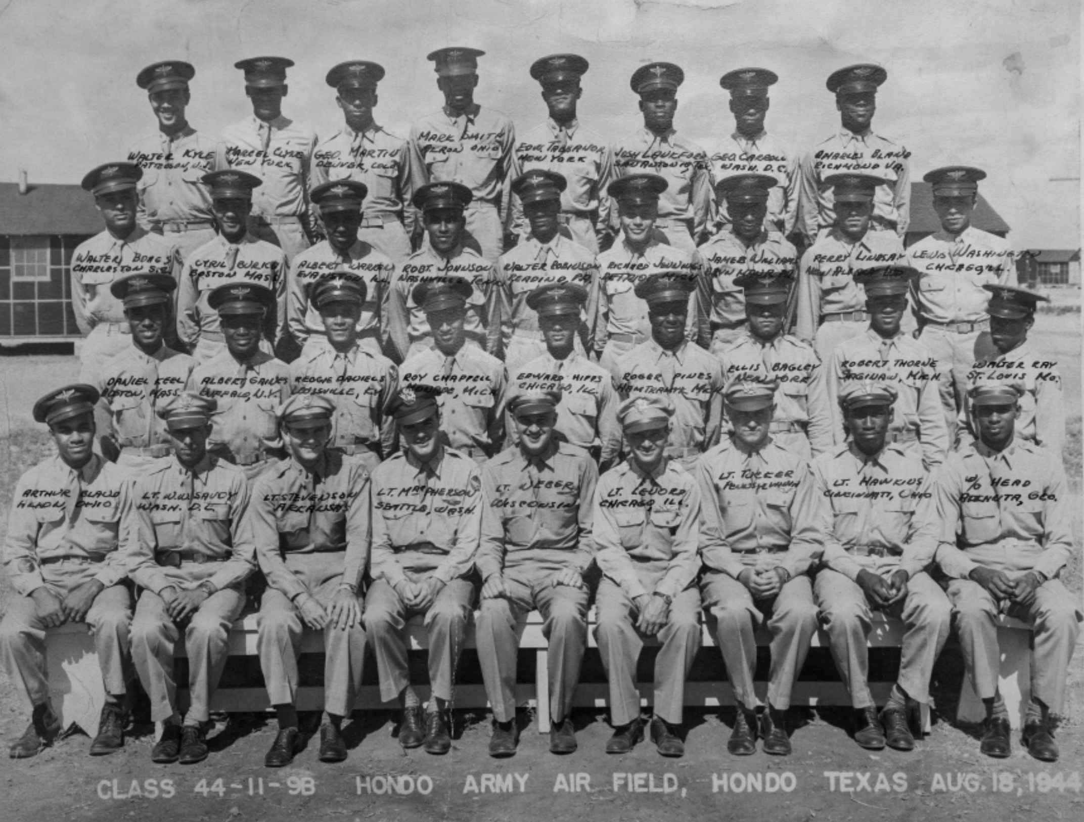 Navigator Training School Class of 1944 at Hondo Army Airfield in Texas, Photo Courtesy of Morgan Lankford